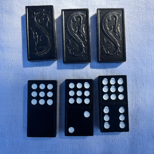 1970 Wooden Dragon Double Nine Dominoes