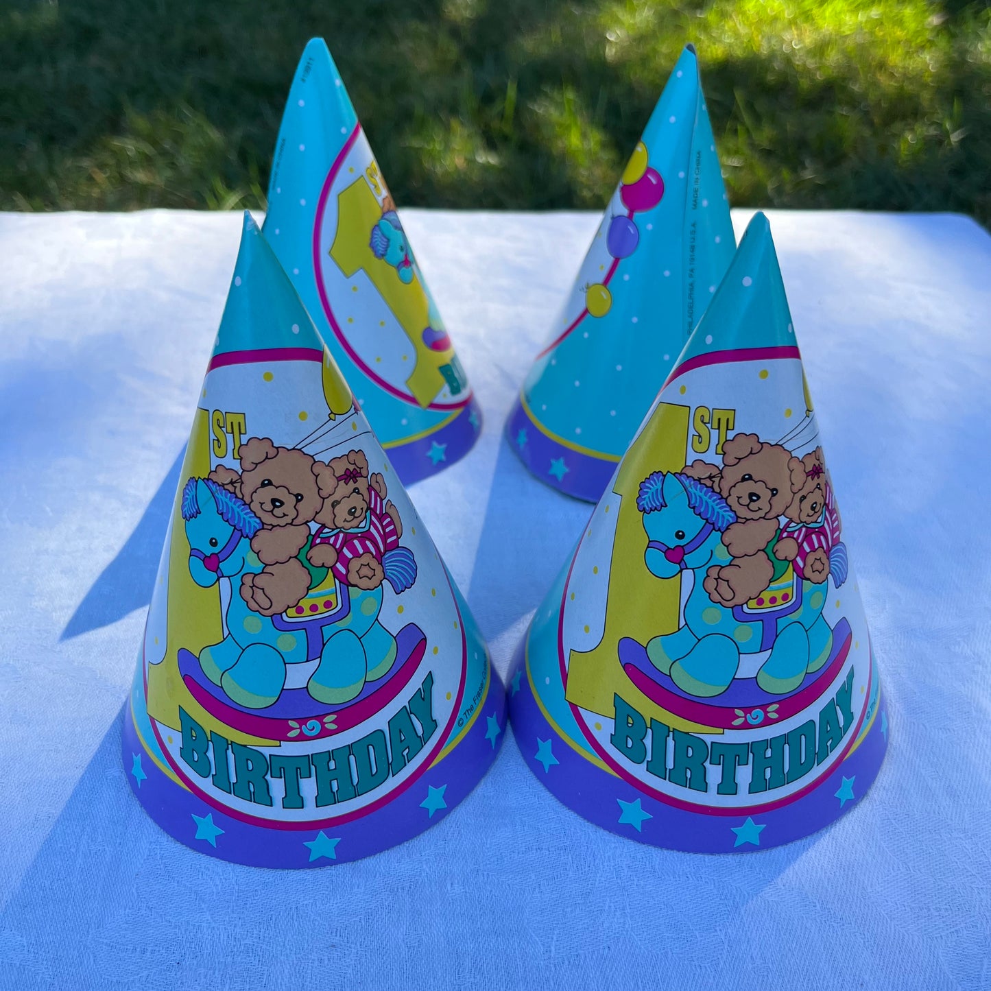 Set of 4 Vintage '1st Birthday' Party Hats