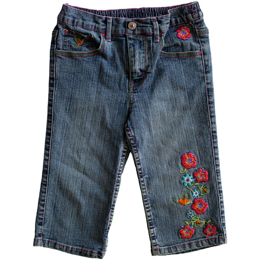Embroidered Denim Capris