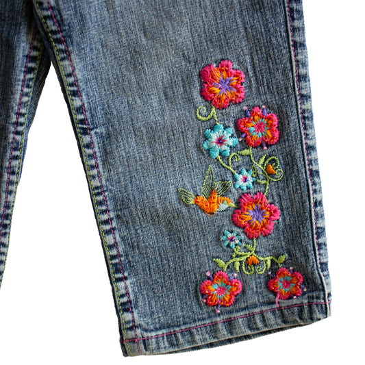 Embroidered Denim Capris