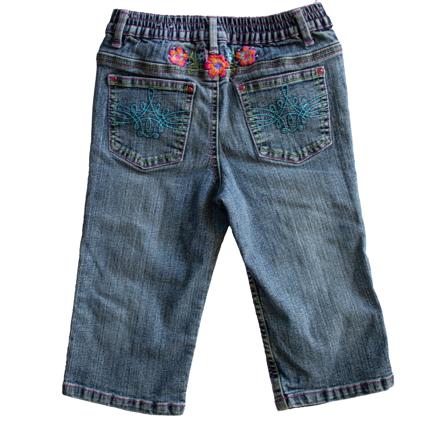 Embroidered Denim Capris