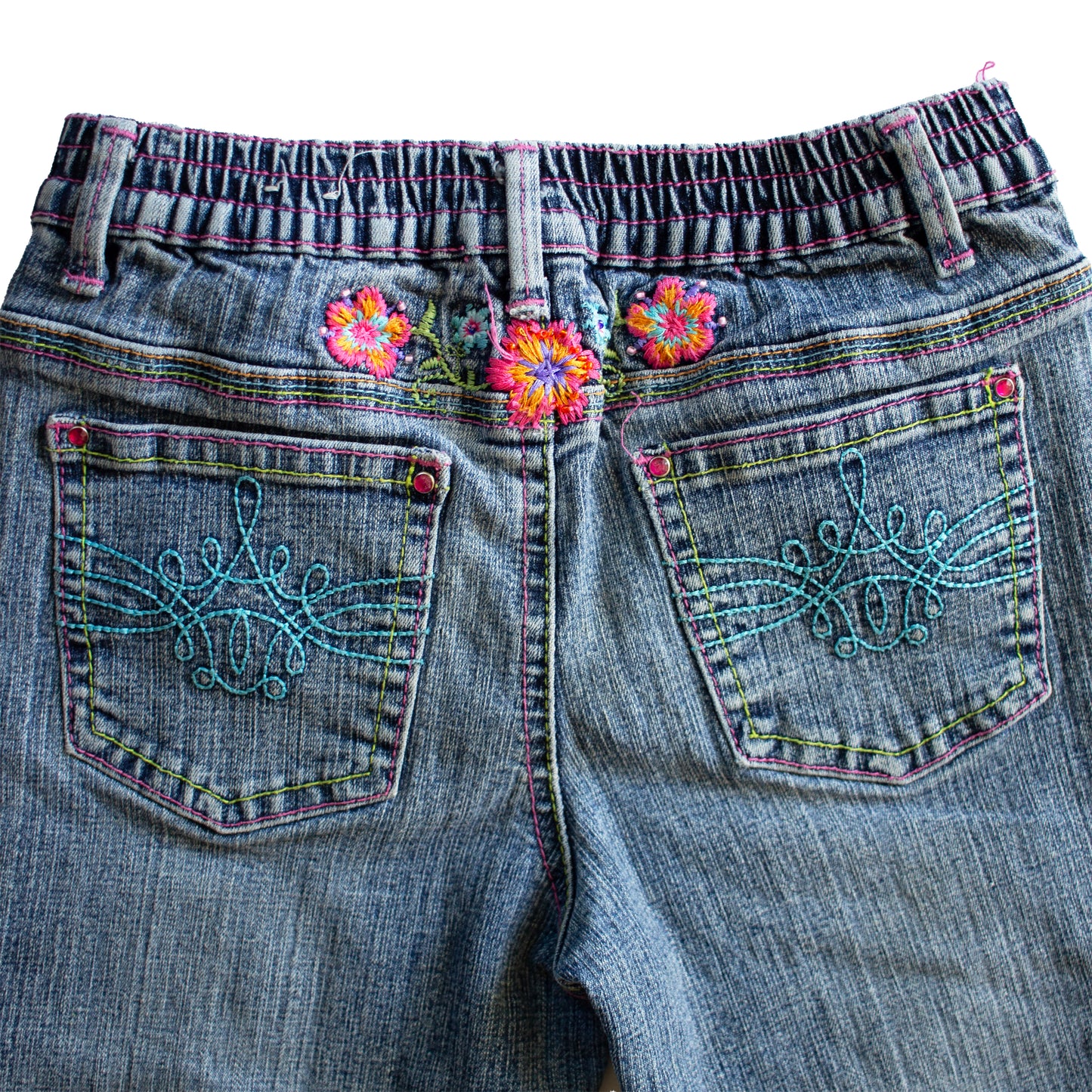 Embroidered Denim Capris