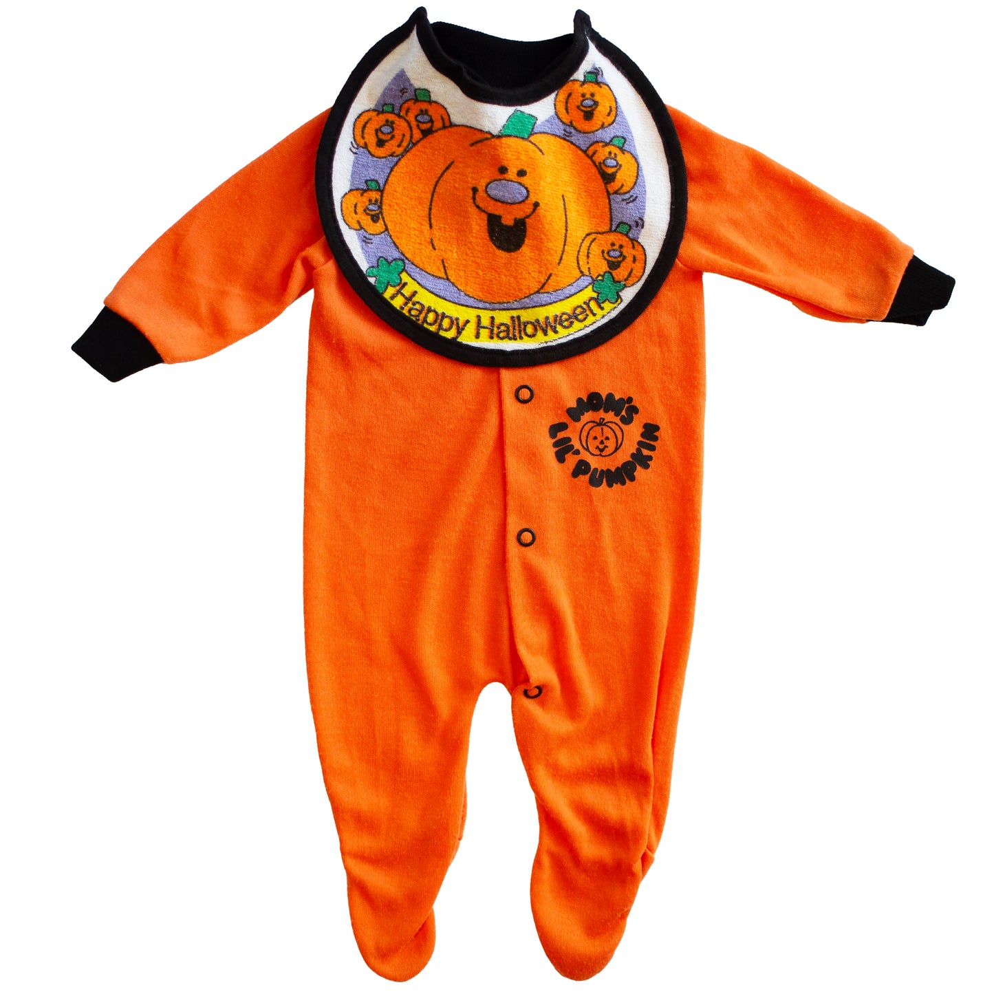 1980s Mom's Lil Pumpkin Sleeper and Bib Set