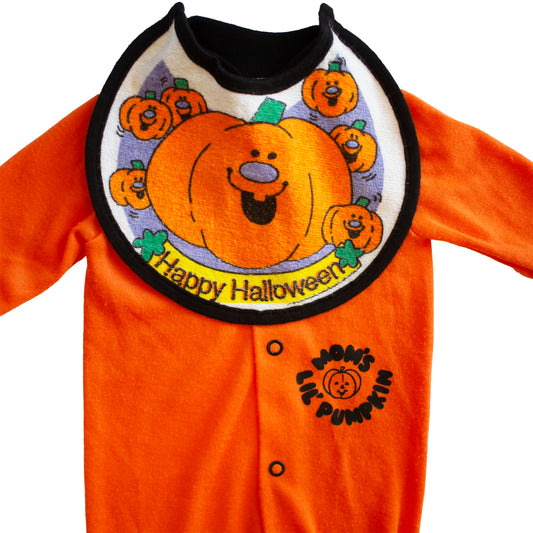 1980s Mom's Lil Pumpkin Sleeper and Bib Set
